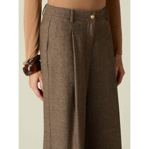 Oltre - Pantaloni palazzo misto lana - Marrone
