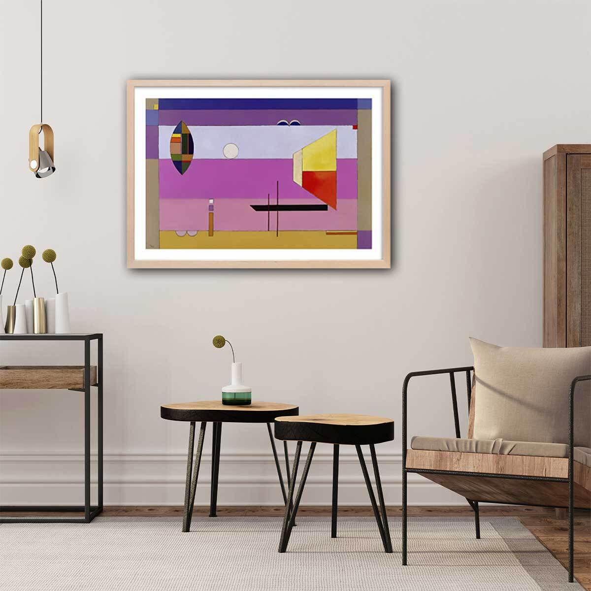 Poster Colds Stripes par Wassily Kandinsky Affiche + cadre en bois - Chêne