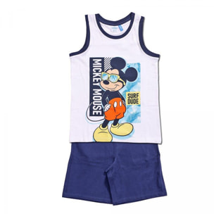 Set canotta e pantaloncino Topolino Bianco Lui Disney Bianco