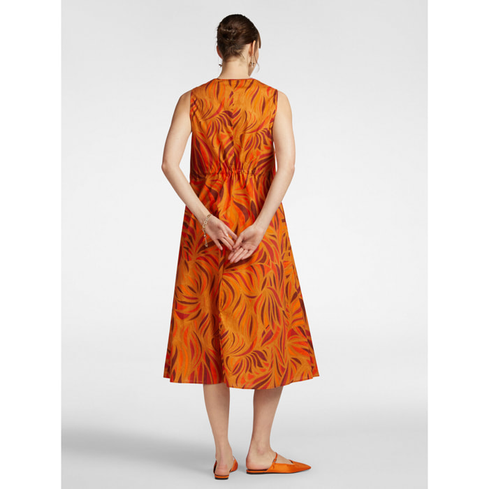 Elena Mirò - Abito stampato in cotone stretch - Arancione
