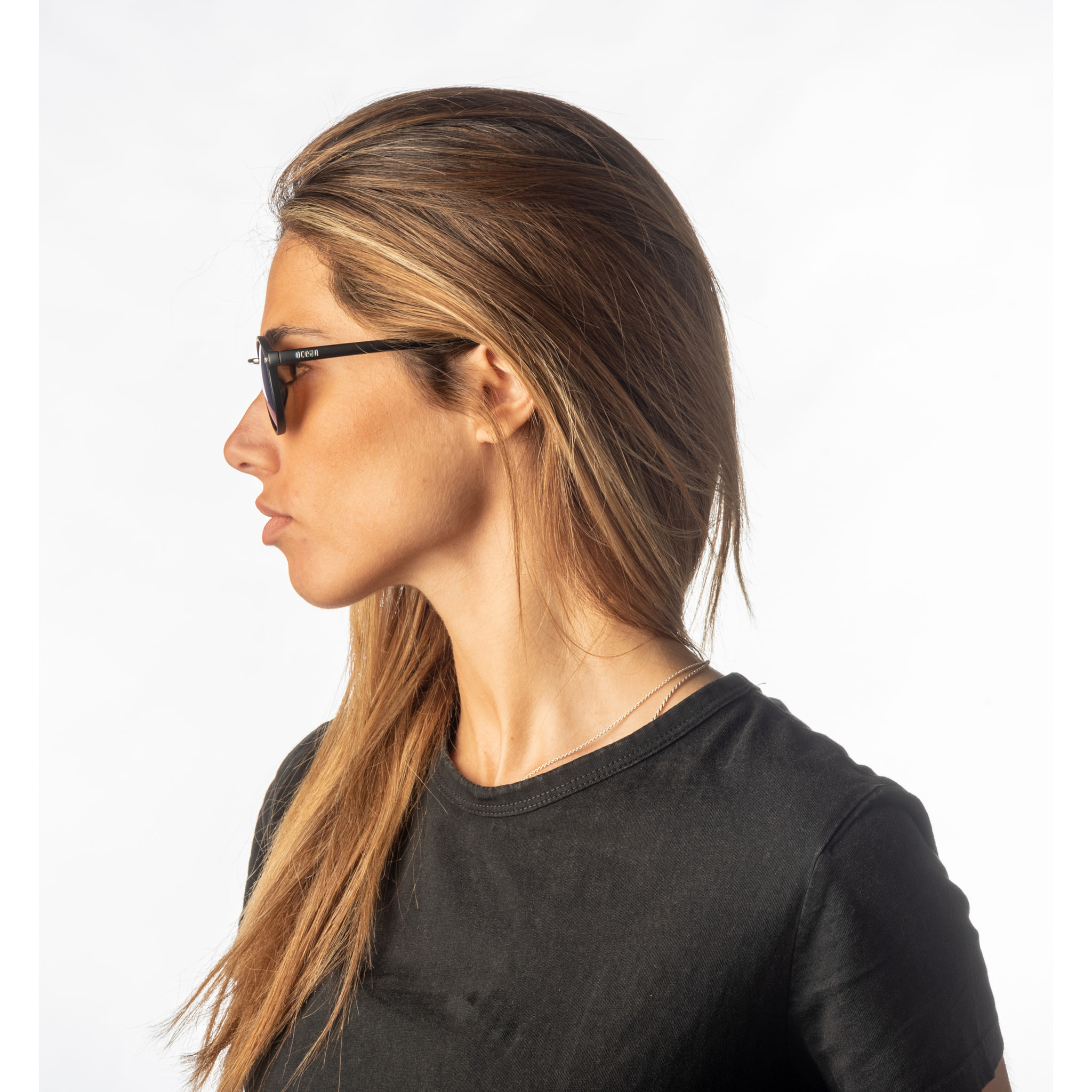 Gafas de sol OCEAN LILLE - Negro mate / Revo azul cielo