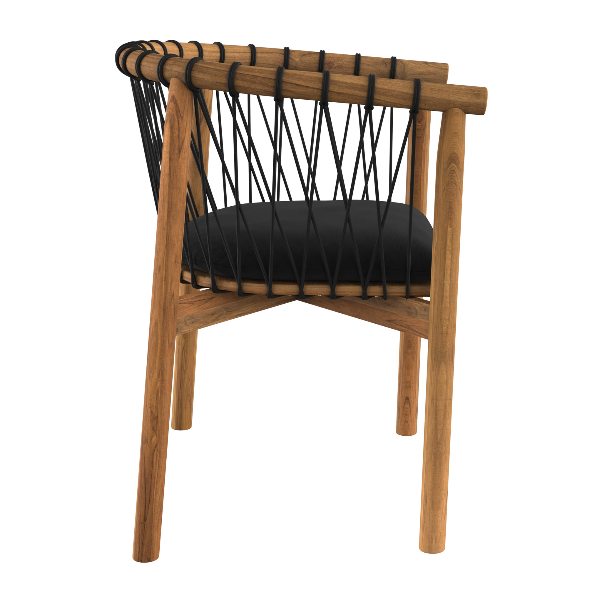 Chaise de jardin en bois de teck et tissu noir - Yago