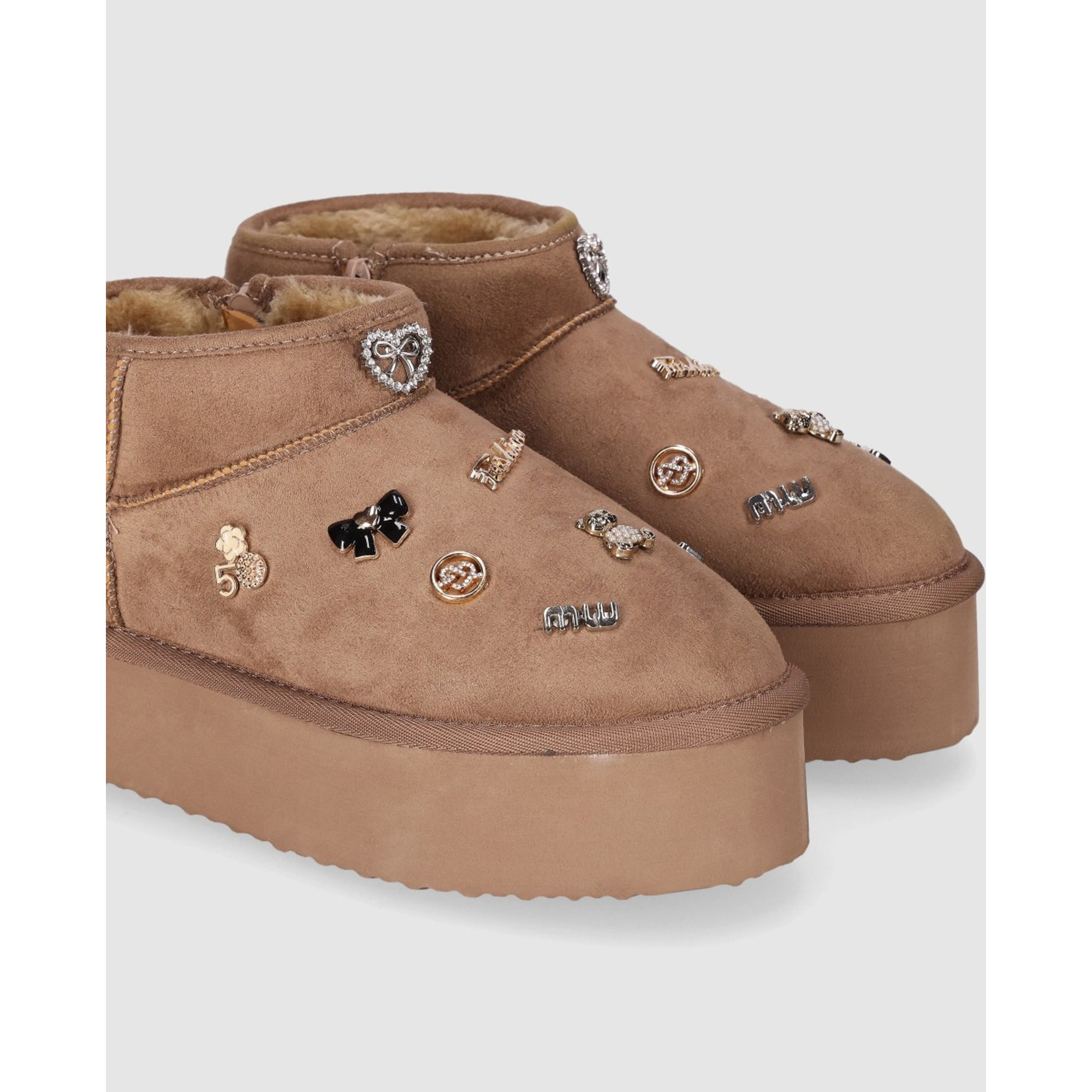 Botines de Tejido - Taupe - Tacón: 3 cm