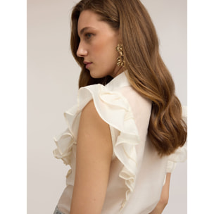 Motivi - Camisa de muselina con volantes - Blanco