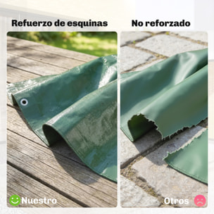 Lona Impermeable Exterior 6x8 m, Toldo PE Resistente a Rasgaduras 90 g/m², Protección UV, con Ojales Reforzados para Leña, Muebles de Jardín, Invernaderos, Vehículos, Verde