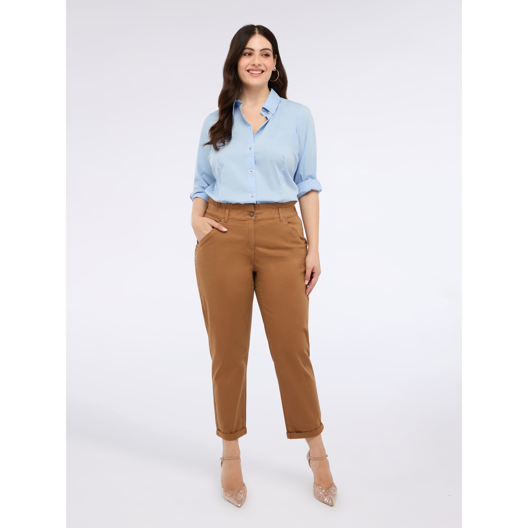 Fiorella Rubino - Pantaloni balloon in misto cotone - Marrone