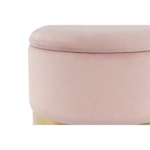 Set di 2 pouf contenitori Zora in velluto rosa e oro