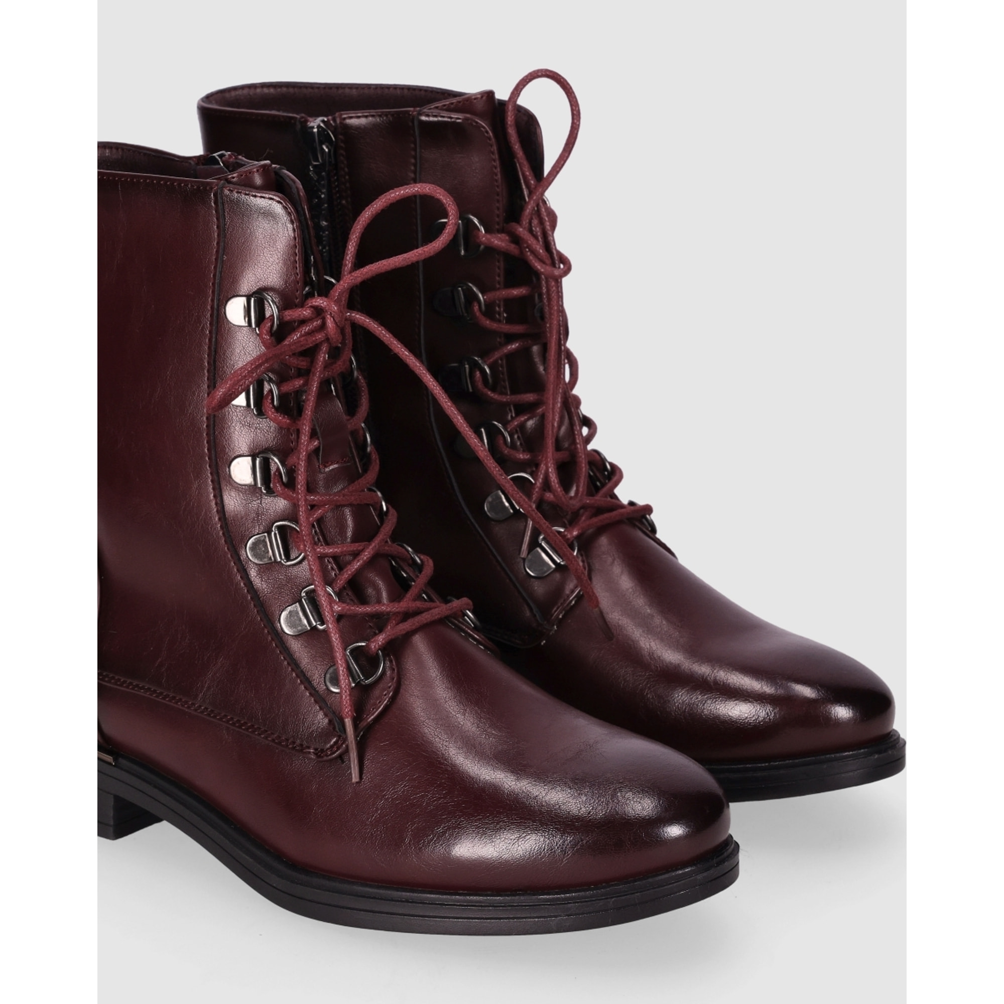 Botines - Vino - Tacón: 3 cm