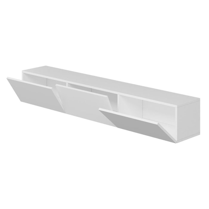ROANOKE Meuble TV suspendu avec placards blanc 180cm