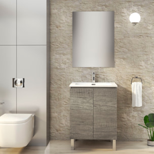 Conjunto de Baño Lust | 60 cm Nebraska | Dos Puertas | Lavabo Encastrado | No incluye Espejo | Mueble Montado | Alday