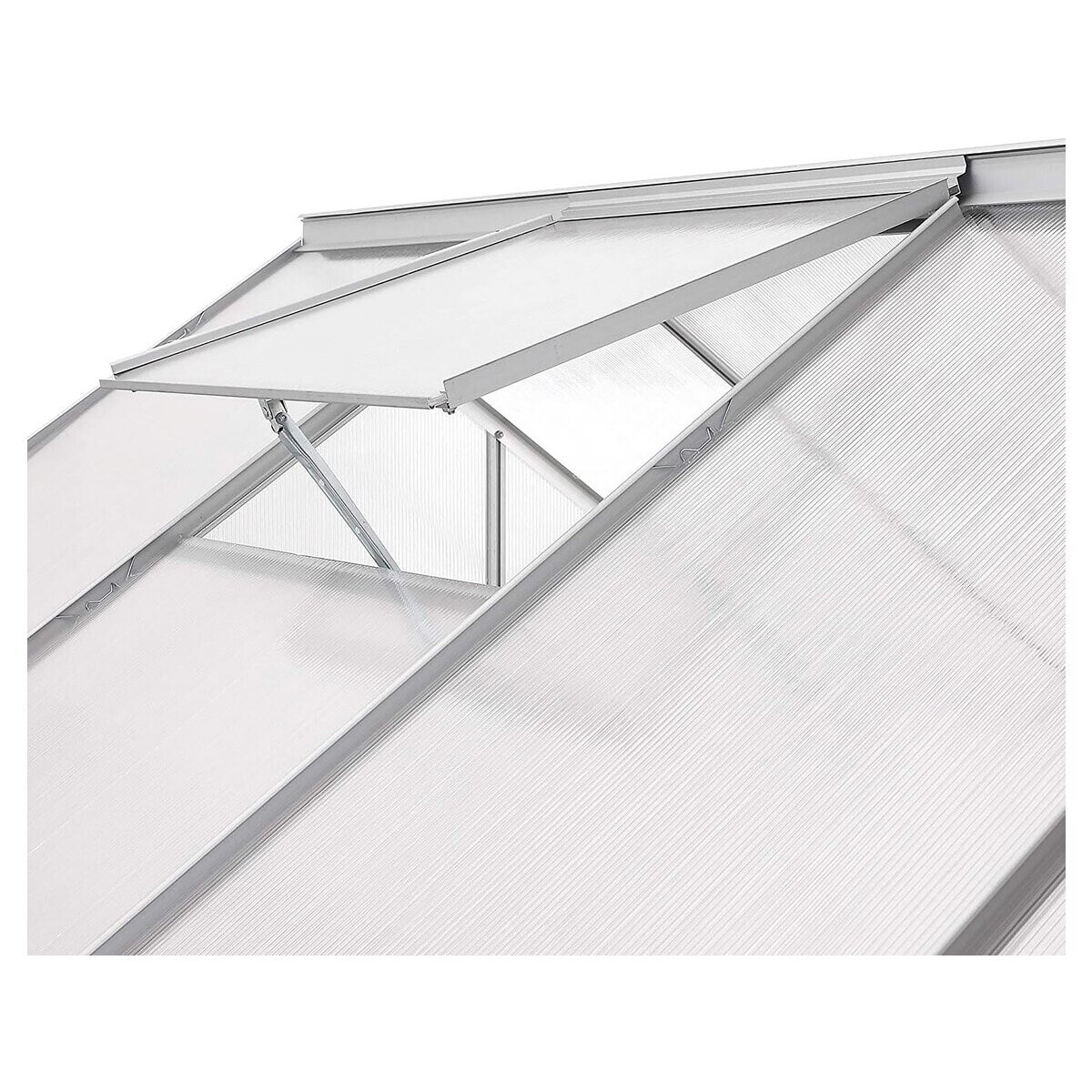 Serre jardin en polycarbonate 430 x 190 x 195 cm "Basilic" - 8,17 m² - Gris