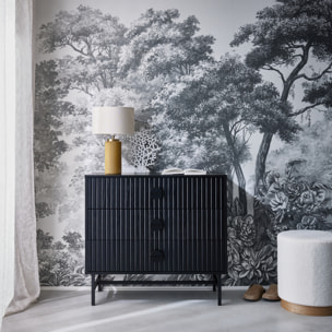 Commode décor bois rainuré 3 tiroirs BAZALT
