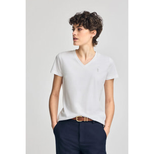 Camiseta blanca de escote en pico y bordado Rigby Best