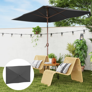 Toldo de Recambio de Sombrilla de 3x2 m Toldo de Repuesto para Sombrilla de Patio con Ventilación Superior Protección UV 50+ Cubierta de Repuesto para Parasol para Exteriores Gris Oscuro