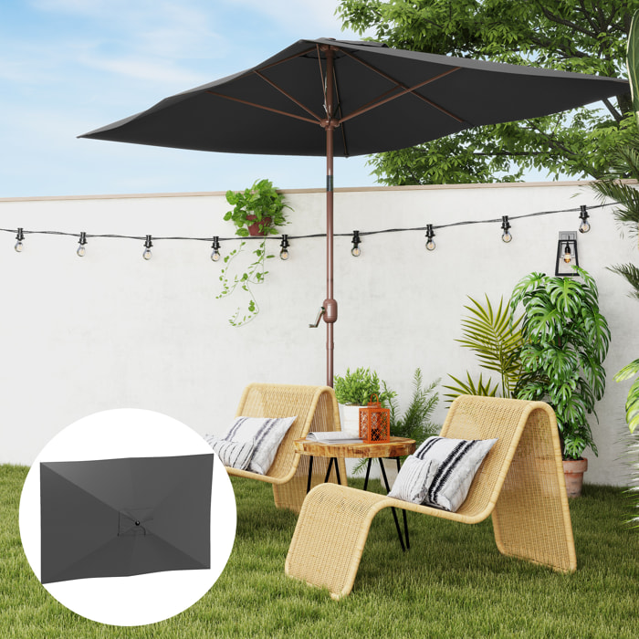 Toldo de Recambio de Sombrilla de 3x2 m Toldo de Repuesto para Sombrilla de Patio con Ventilación Superior Protección UV 50+ Cubierta de Repuesto para Parasol para Exteriores Gris Oscuro