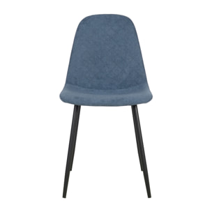 Set Da 4, Sedie New Lena Tessuto Petrolio/Gambe Nere