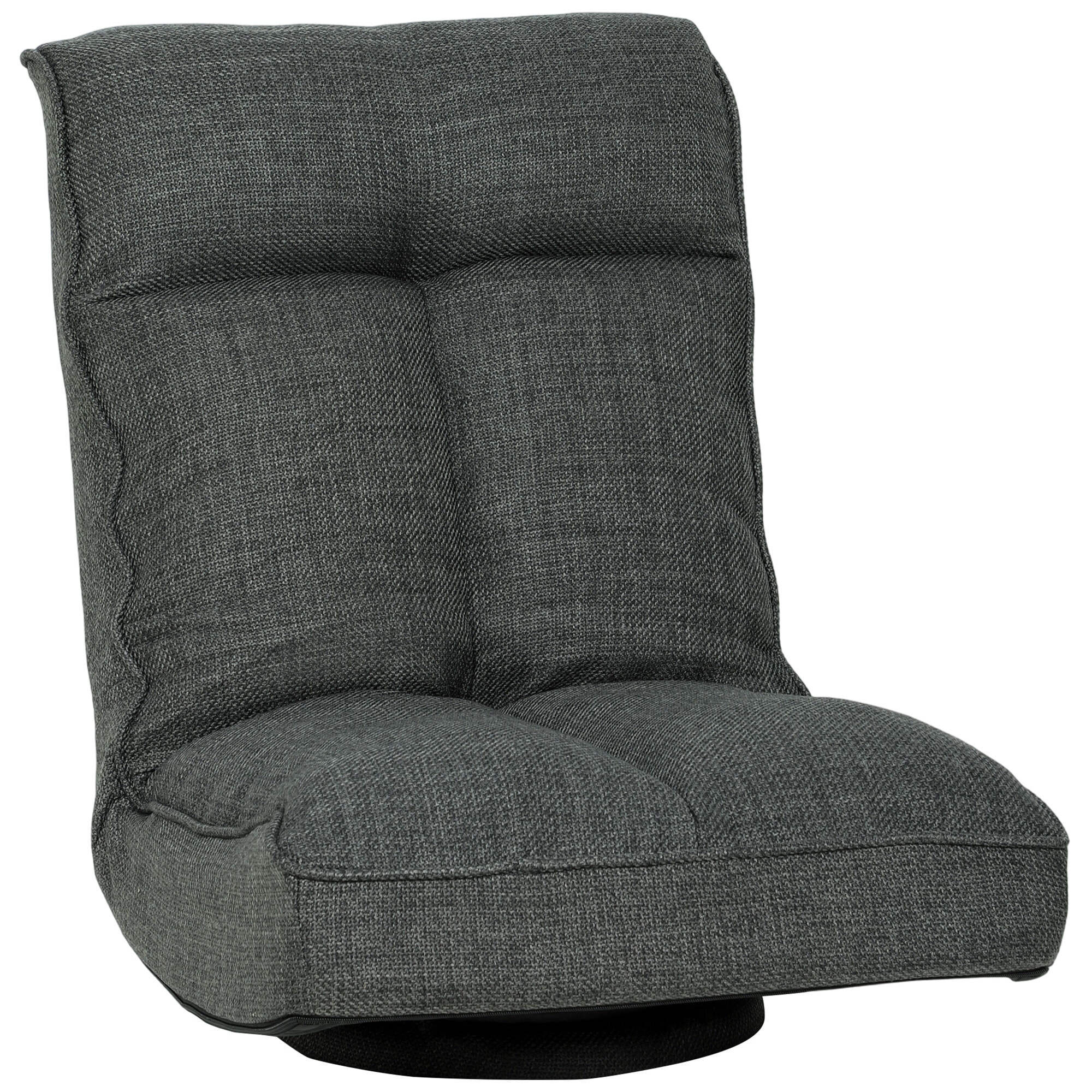 Fauteuil de sol pliable pivotant à 360° dossier réglable lin gris