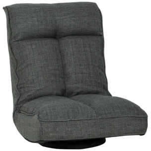 Fauteuil de sol pliable pivotant à 360° dossier réglable lin gris