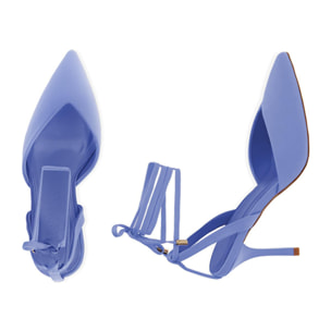 Décolleté slingback viola in tessuto, tacco 8,5 cm