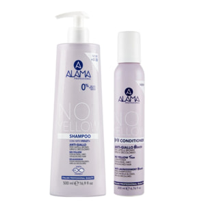 Kit profesional ALAMA Champú sin colorante amarillo 500 ml + Espuma acondicionadora 200 ml