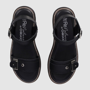 Sandalias de Piel - Negro - Tacón: 3 cm
