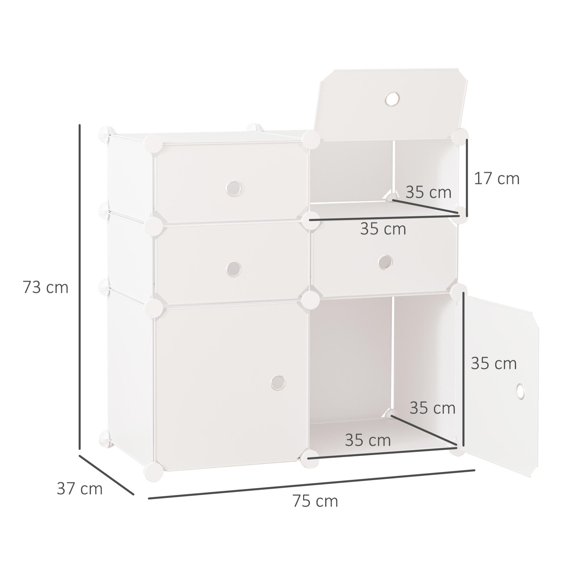 Armario Modular 6 Cubos Ropero Zapatero 75x37x73cm Blanco