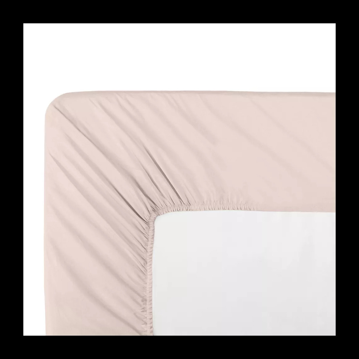 Drap housse duo percale de coton uni rose Olana petale