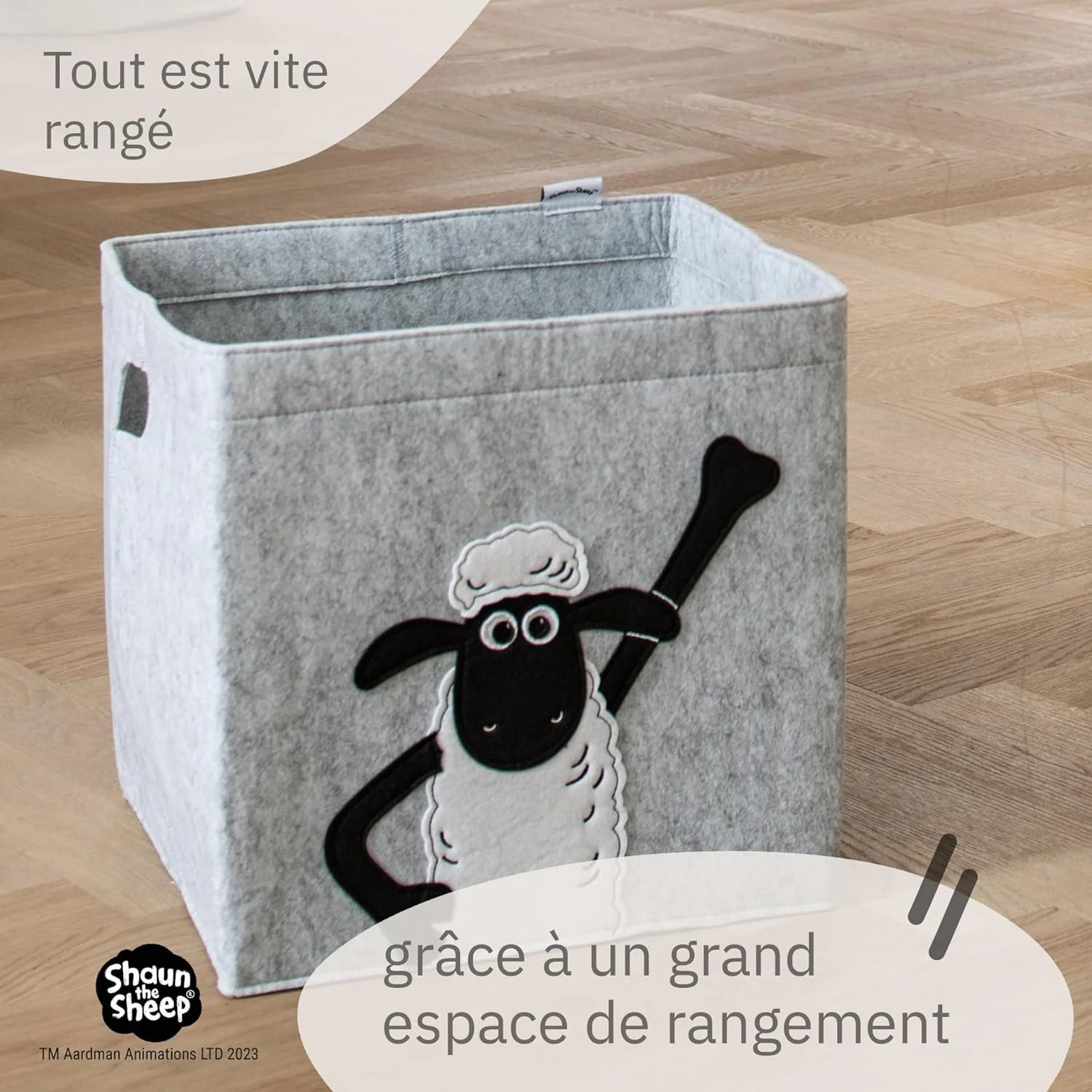 Boîte de rangement en feutre compatible Kallax Shaun poing levé Lifeney Shaun le mouton