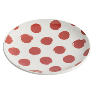 Set de vajilla de 12 piezas de gres con lunares rojos (4 platos llanos 27 cm, 4 platos hondos 21 cm y 4 platos de postre 19 cm) – Dots La Maison