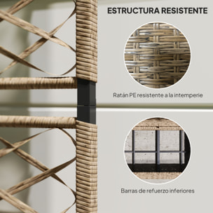 Jardinera con Enrejado de Ratán Jardinera Exterior Grande con Enrejado 2 Macetas Extraíbles para Plantas Trepadoras para Jardín Patio Terraza 57x30x150 cm Natural