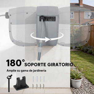 Enrollador de Manguera para Jardín 10+1 m con Boquilla de 2 Modos, Carrete de Manguera de Jardín de Pared con Bloqueo Automático y Retracción Controlada, Soporte Orientable 180°, Gris
