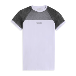 Vestitino Bambina Maxi T-Shirt con Maniche in Mesh Lurex