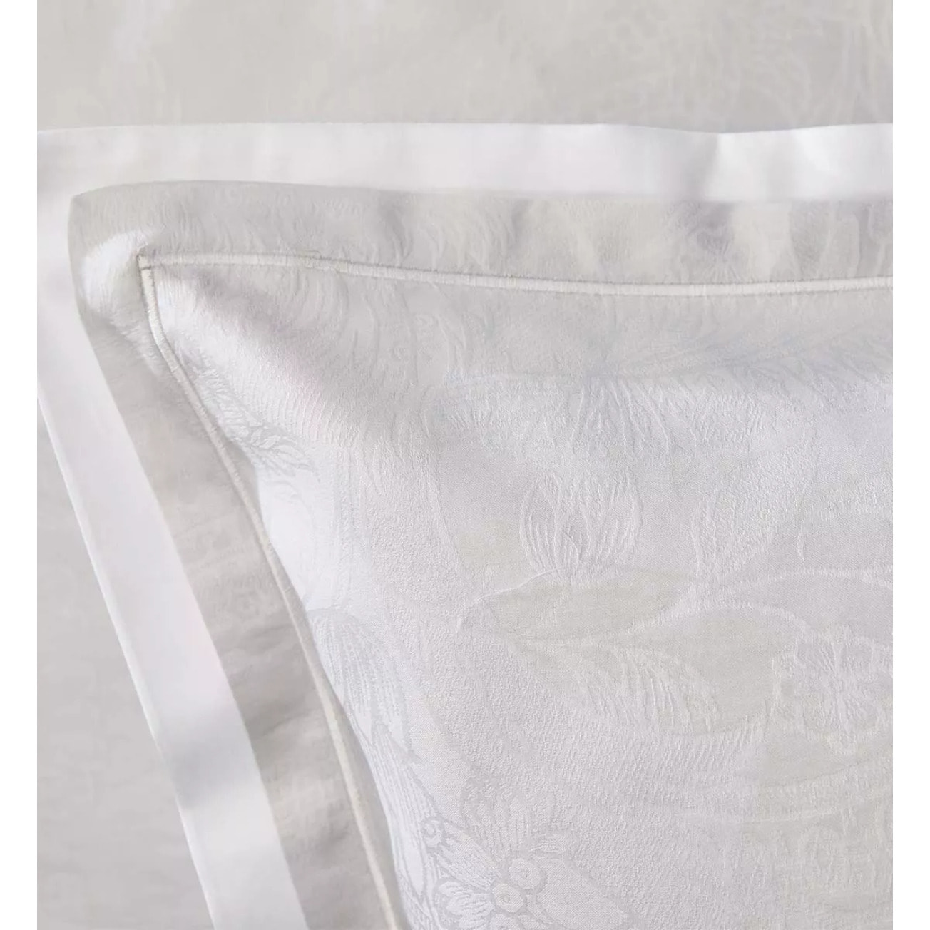 Taie d'oreiller satin de coton motif jacquard blanc Alexandria diamant