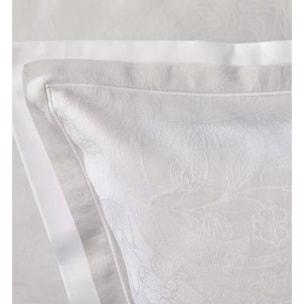 Taie d'oreiller satin de coton motif jacquard blanc Alexandria diamant