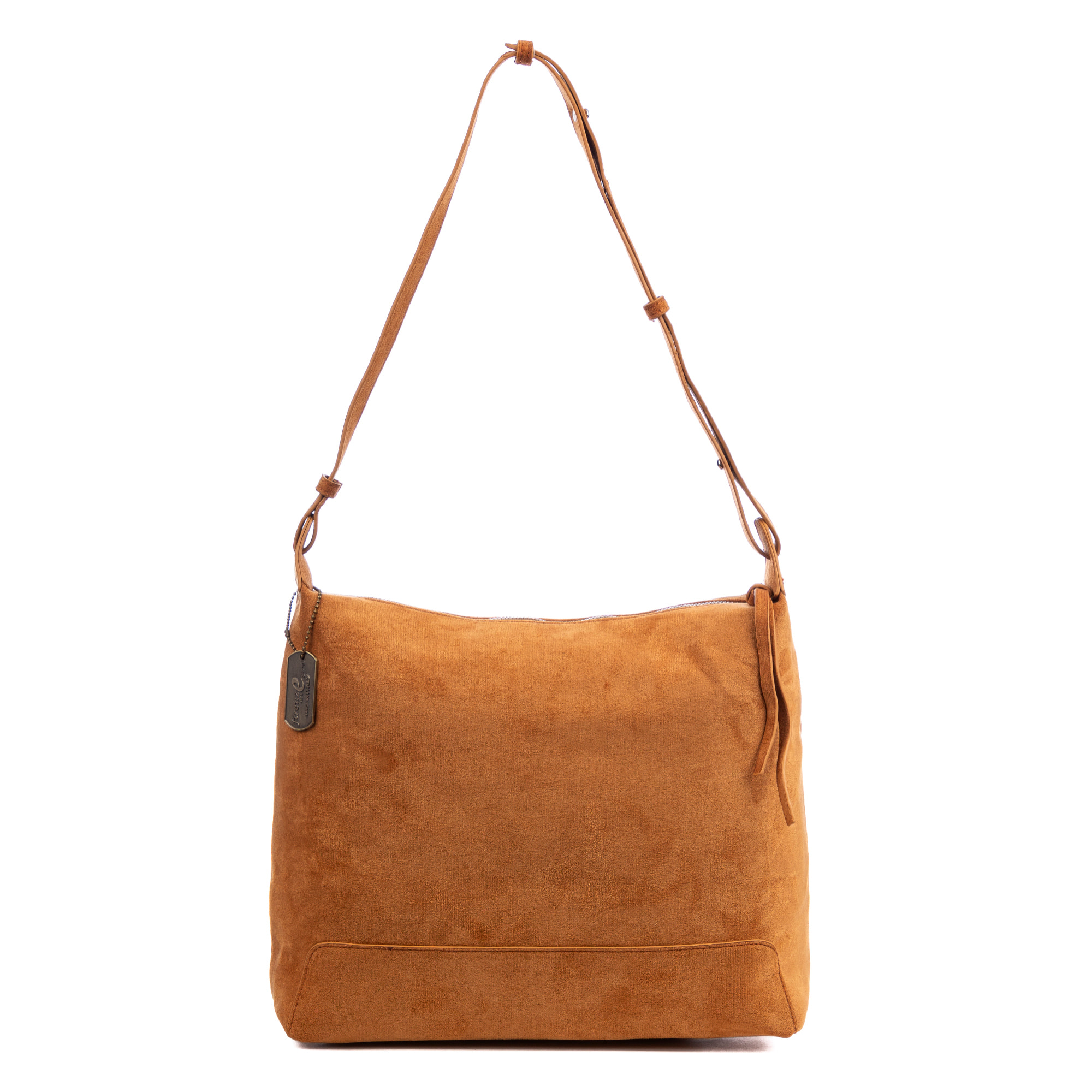 Atella bolso bandolera grande de piel auténtica gamuza.