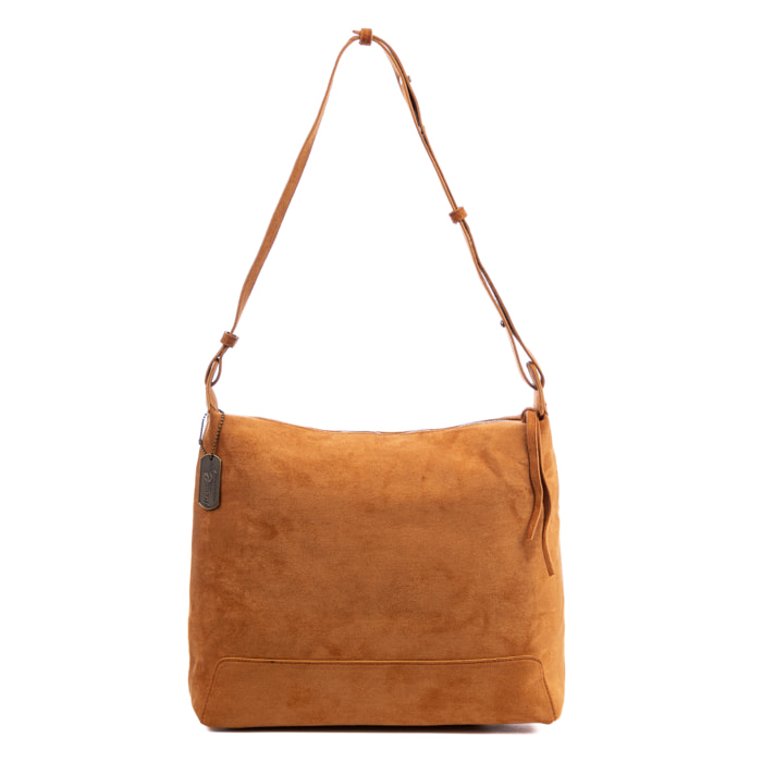 Atella bolso bandolera grande de piel auténtica gamuza.