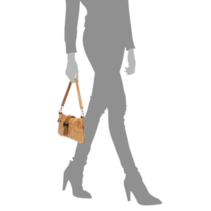 Allerona Bolso de mano Mujer.Piel auténtica Gamuza Grabado Arabesco.