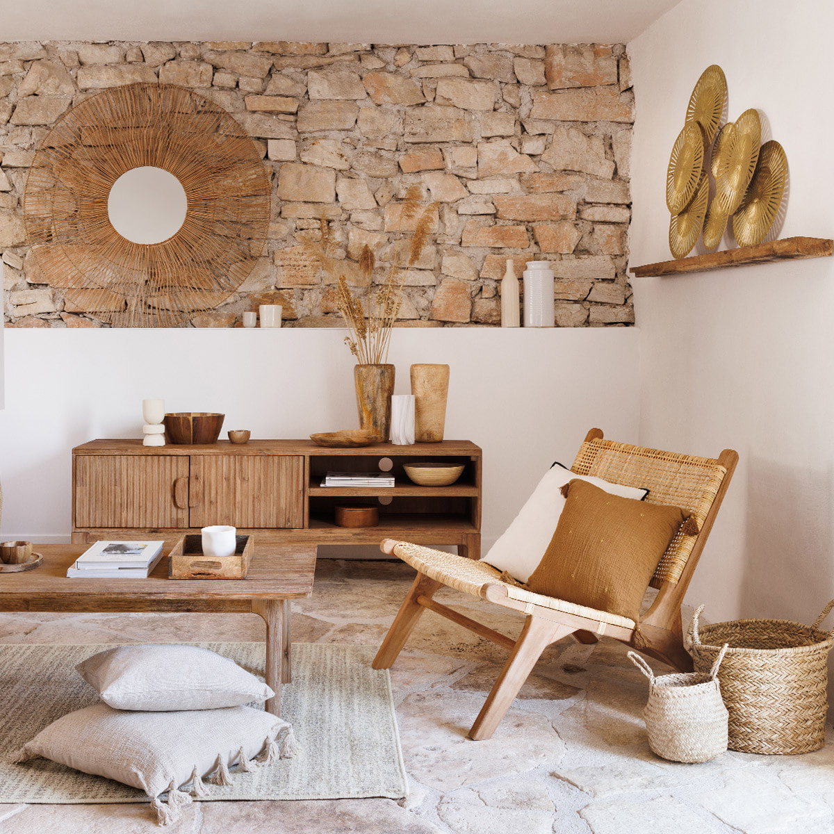 Déco murale "Alexa" - métal - doré - 99x71 cm