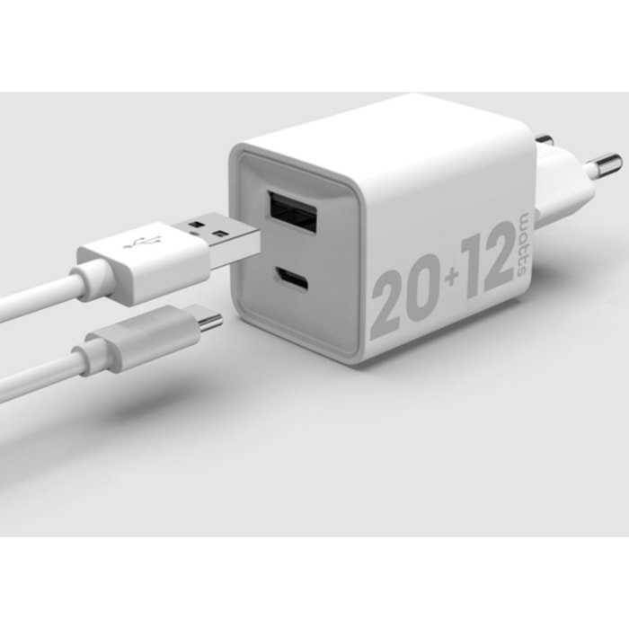 Chargeur ESSENTIELB 32W charge rapide USB-A  / USB-C Blanc