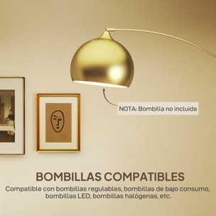 Lámpara de Pie Arco Moderna, Lámpara de Lectura de Pie 40 W para Bombilla E27 con Altura y Longitud Ajustable, Interruptor de Pie, para Salón, Dormitorio, Oficina, 110-115x35x170-180 cm, Dorado