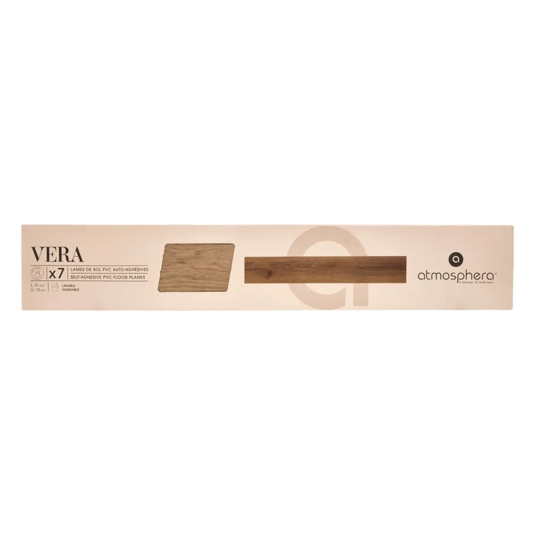 Lot de 7 lames adhésives PVC Vera 15x91cm marron naturel