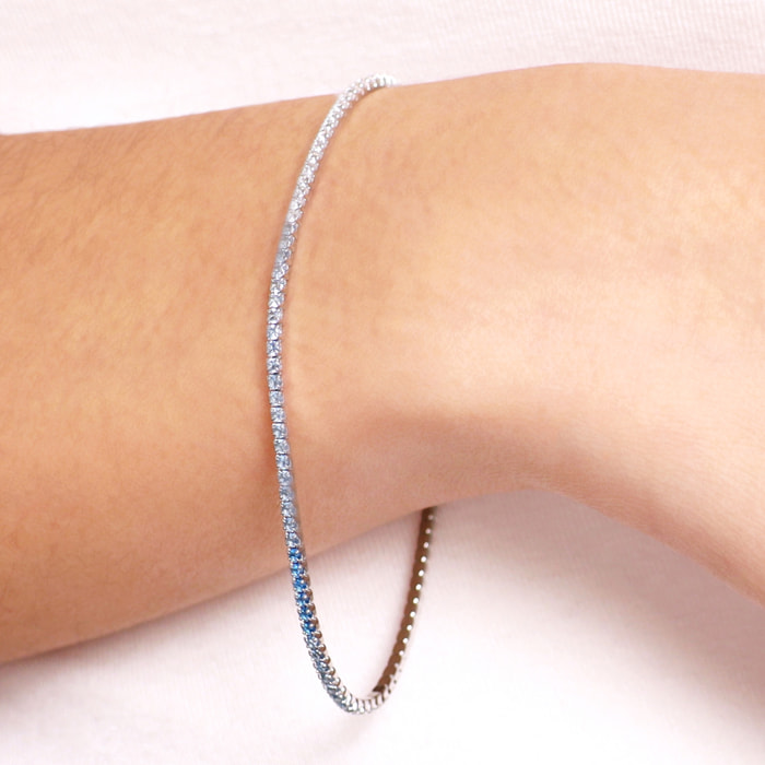 Bracciale Tennis con Cubic Zirconia Blu 1.5mm