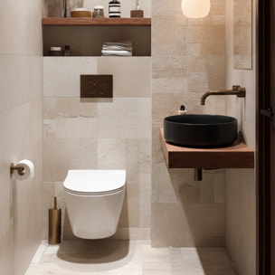 PixL WC suspendu en céramique Tornado Quiet Flush, fixations invisibles + abattant Soft-Close, Blanc brillant (CEPX010RTORP)