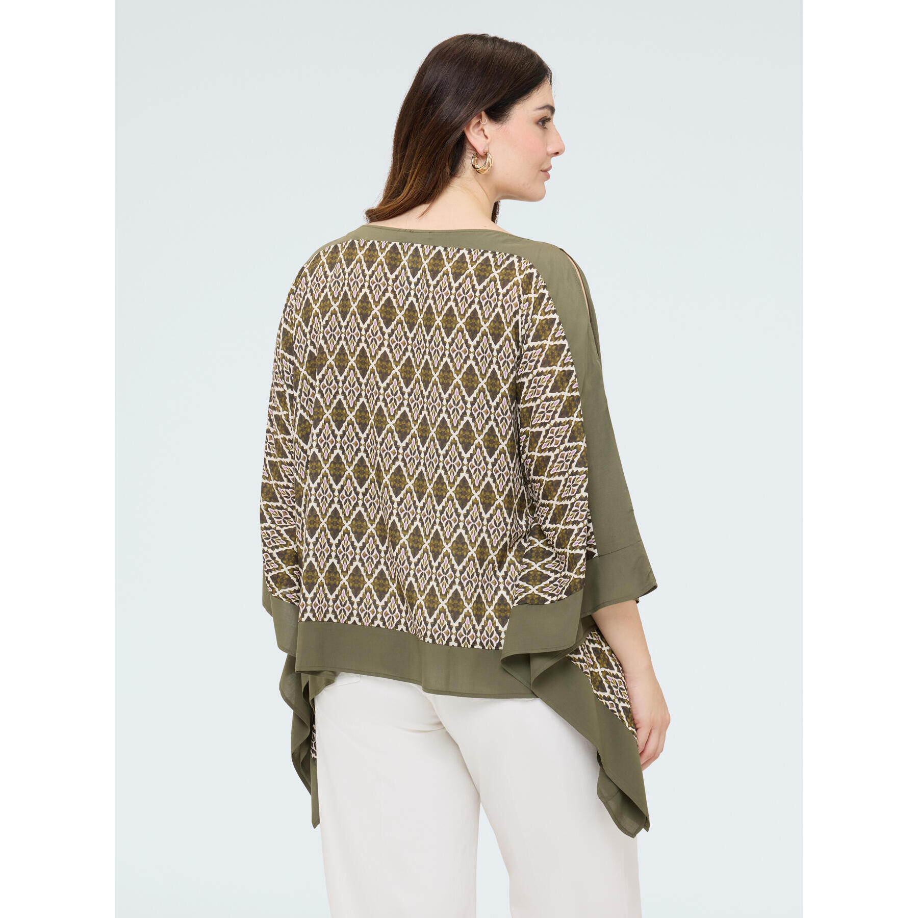 Fiorella Rubino - Blusa in raso di viscosa con stampa - Verde militare