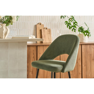 Tabourets de bar en tissu velours côtelé vert kaki H65 cm (lot de 2) COSETTE