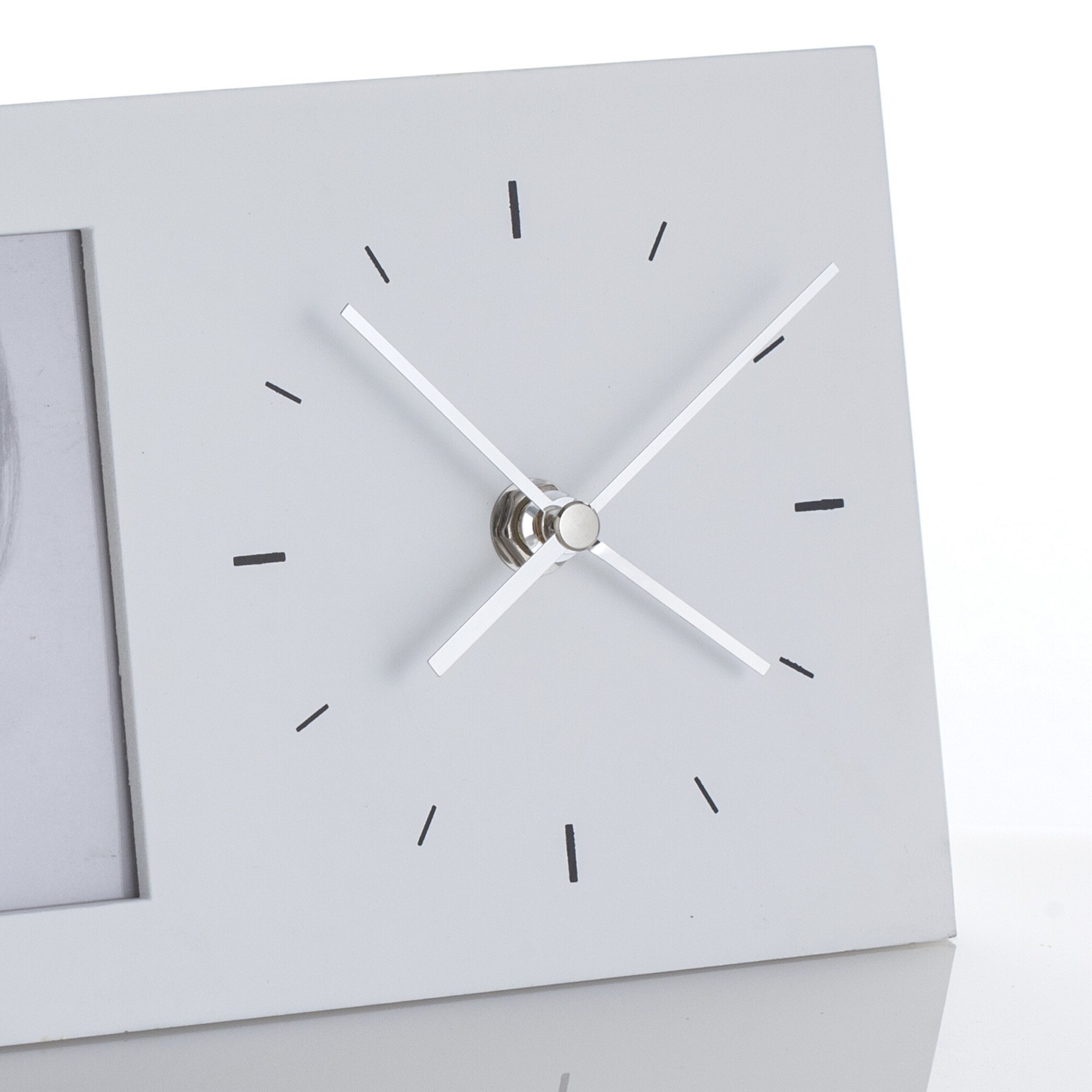 Cadre photo avec horloge Tomasucci LILLY, en MDF, blanc, 29 × 5,5 × 12 cm