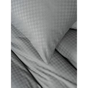 Parure housse de couette et taie(s) d'oreiller coton uni jacquard