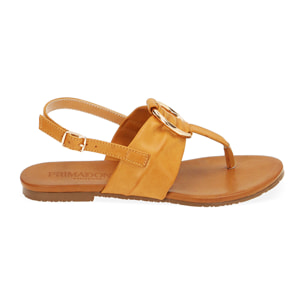 Sandali infradito cognac flat