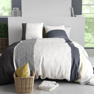 Parure housse de couette 100% coton 57fils + 2 taies stratus