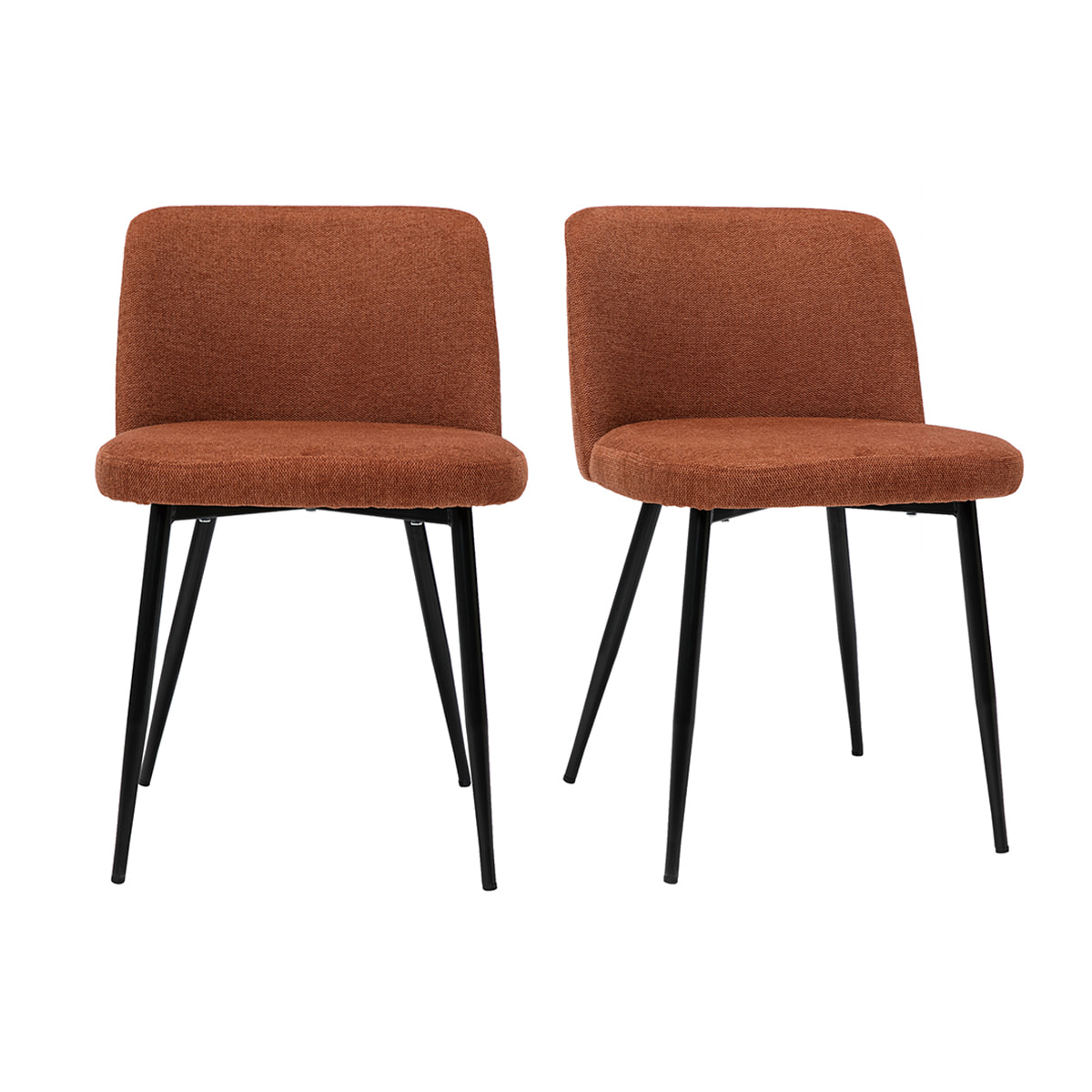 Chaises en tissu effet velours texturé terre brûlée et métal noir (lot de 2) MONTI